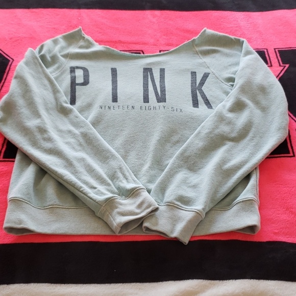 PINK Victoria's Secret Tops - VS Pink Raw Edge Crew Neck Sweatshirt